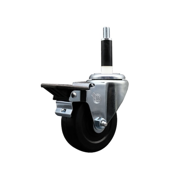 Service Caster 3.5'' Soft Rubber Swivel 7/8'' Expanding Stem Caster with Brake SCC-EX20S3514-SRS-PLB-78 - main